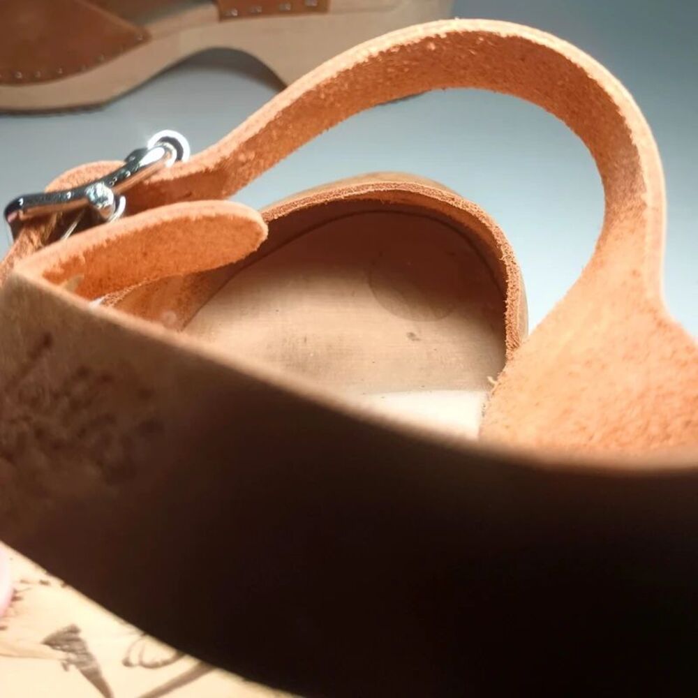 Lotta's Stockholm Wood Leather Highwood Brown Clogs Nubuck Leather 38/7.5 - Picture 10 of 12